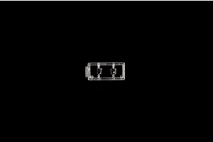 Clear plastic model sprue piece featuring small transparent components against a black background.