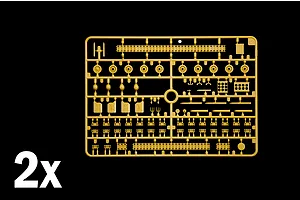 Tan plastic model parts sprue for the Italeri 1/35 Semovente M42 tank kit, showing two duplicate sprues indicated by 2x text.