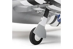 Close-up detail of the landing gear and wheel strut on the E-Flite Micro P-47 Thunderbolt RC warbird.
