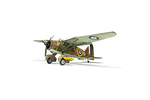 Completed Airfix 1/48 scale model of a Westland Lysander military aircraft painted in camouflage with British markings.