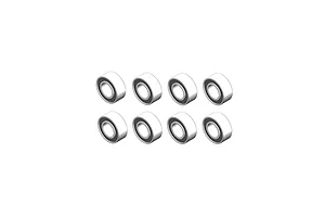 Eight RGT rubber shielded ball bearings arranged in two rows against a plain white background.