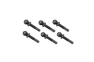 Studio product render of six black metal lower shock ball joint screws arranged in two rows on a white background.