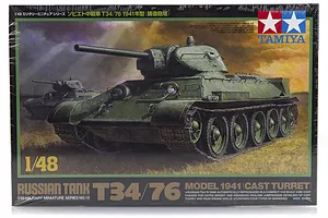Tamiya 1/48 Russian 1941 (Cast Turret) T34/76 Tank Scaled Plastic Model Kit