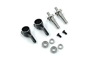 Yeah Racing Aluminium Steering Hubs with Titanium 12mm Hex Axles 8Pcs - Black
