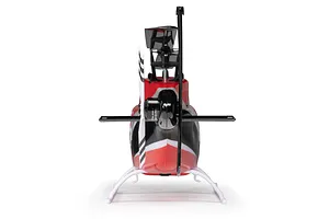 Rear-on studio product view of the Blade Jet Ranger RC helicopter showing tail rotor, vertical fin, and landing skids against a white background.