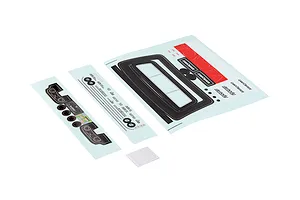 Sticker and decal sheets for the Killerbody 1/10 Toyota Land Cruiser 70 body kit, featuring dashboard graphics and logos.