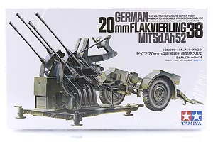 Tamiya 1/35 German 20mm MIT Sd. Ah. 52 Flakvierling 38 Scaled Plastic Model Kit image 17068
