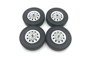 WPL 1/10 Rubber Tyres on Silver Rims - Glued Wheels 4Pcs