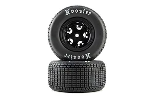 Losi 1/10 Hoosier Medium Compound Tyres on Black Rims - Glued Wheels 2Pcs