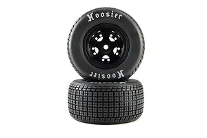 Losi 1/10 Hoosier Soft Compound Tyres on Black Rims - Glued Wheels 2Pcs