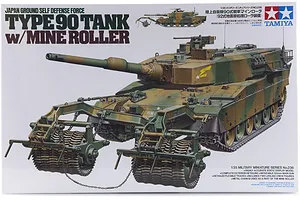 Tamiya 1/35 Japanese Type 90 Tank w/ Mine Roller Scaled Plastic Model Kit image 17108