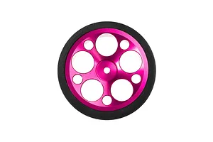 Spektrum pink aluminium wide circle wheel viewed straight on against a white background.