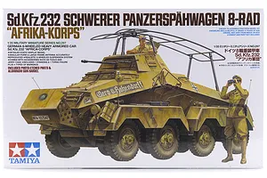 Tamiya 1/35 German Schwerer Panzerspahwagen 8-Rad Afrika Korps (Sd.Kfz. 232) Heavy Armoured Car Scaled Plastic Model Kit image 17139