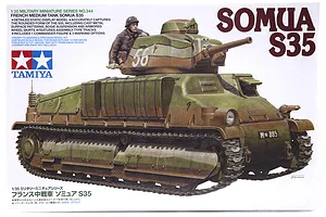 Tamiya 1/35 French Medium Somua S35 Tank Scaled Plastic Model Kit image 17168