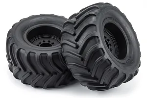MJX RC MJX 3.0/2.6" Monster Truck Tyres on Black Rims 2Pcs - Glued Wheels