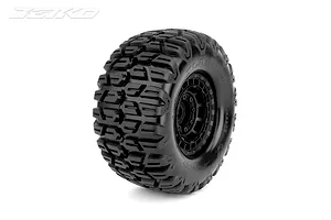 Jetko 5.3" Ex-Slayer XMT Medium Soft Belted Tyres on Black Claw Rims - Glued Wheels 2Pcs