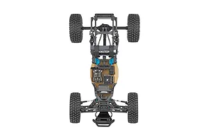 Top down studio view of the Element RC Gaterunner 1/10 scale trophy truck chassis showing electronics and suspension layout.