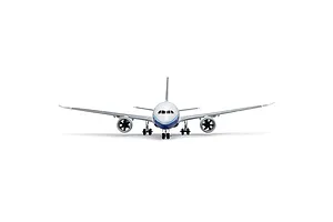 Front view of the E-Flite Micro Boeing 787 Dreamliner RC jet on a white background, showing its twin engines and landing gear.