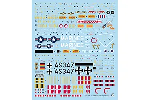 Water-slide decal sheet for Italeri 1/48 H-34A Pirate and UH-34D Marines helicopter model kit.