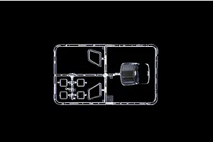 Clear plastic model kit sprue containing windows and canopy parts for an Italeri 1/48 scale helicopter model.