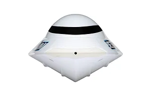 Front-facing studio shot of the white Pro Boat Jet Jam V2 12-inch electric RC speed boat hull.