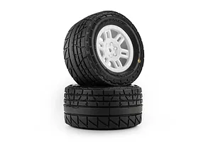 Pro-Line 1/16 Menace Street Tyres on White Split Six Rims - Glued Wheels 2Pcs