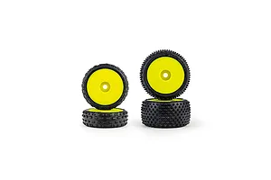 Pro-Line 1/24 Wedge Front & Prism Rear Carpet Tyres on Yellow Dish Rims - Glued Wheels 4Pcs