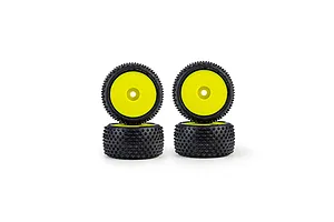 Pro-Line 1/28 Prism Carpet Tyres on Yellow Dish Rims - Glued Wheels 4Pcs