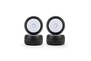 Pro-Line 1/28 Prism Carpet Tyres on White Dish Rims - Glued Wheels 4Pcs