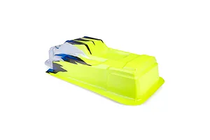 Pro-Line Sector Hase limited edition painted RC body shell in yellow, blue, and white against a white background.