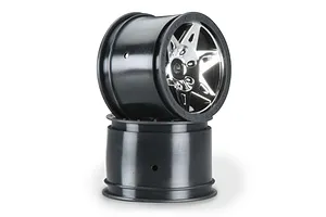 ARRMA 2.0/2.2" RAIDER Rear Chrome/Black Rims 2Pcs image 17407