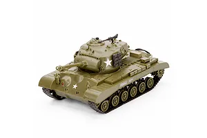 Heng Long M26 Pershing RC military tank model in olive green with white star markings and Fireball text against a white background.