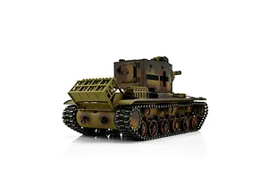 Taigen 1/16 scale RC tank model showing the rear and side profile with camouflage finish and detailed tracks.