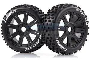Louise 3.3" B-Rock Tyres on Black Spoke Rims - Glued Buggy Wheels w/ Foam 2Pcs image 17754