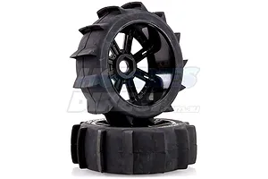 Louise 84mm B-Paddle Tyres on Black Spoke Rims - Glued Buggy Wheels w/ Foam 2Pcs image 17761