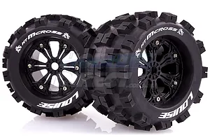 Louise 3.8" MT-Mcross Tyres on Black Spoke Rims - Glued Truck Wheels w/ Foam 2Pcs image 17769