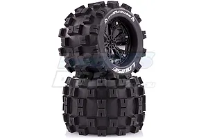 Louise 3.8" MT-Mcross Tyres on Black Spoke Rims - Glued Truck Wheels w/ Foam 2Pcs image 17770