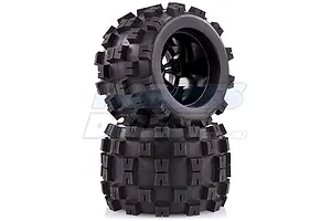 Louise 3.8" MT-Mcross Tyres on Black Spoke Rims - Glued Truck Wheels w/ Foam 2Pcs image 17771