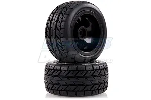 Louise 2.2" ST-Rocket Tyres on Black Spoke Rims - Glued Truck Wheels w/ Foam 2Pcs image 17798