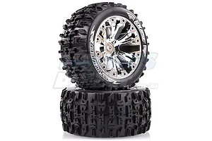 Louise 2.8" ST-Pioneer Tyres on Chrome Spoke Rims - Glued Truck Wheels w/ Foam 2Pcs image 17805