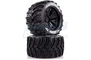 Louise 2.8" MT-Cyclone Tyres on Black Spoke Rims - Glued Truck Wheels w/ Foam 2Pcs image 17826