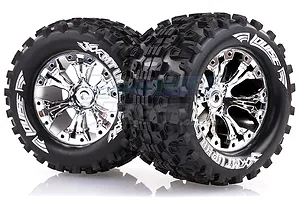 Louise 2.8" MT-Uphill Tyres on Chrome Spoke Rims - Glued Truck Wheels w/ Foam 2Pcs image 17833