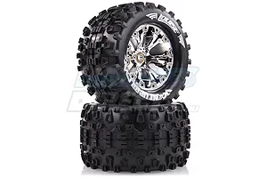 Louise 2.8" MT-Uphill Tyres on Chrome Spoke Rims - Glued Truck Wheels w/ Foam 2Pcs image 17834
