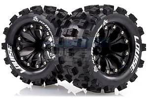 Louise 2.8" MT-Mcross Tyres on Black Spoke Rims - Glued Truck Wheels w/ Foam 2Pcs image 17842