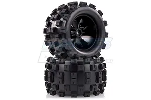 Louise 2.8" MT-Mcross Tyres on Black Spoke Rims - Glued Truck Wheels w/ Foam 2Pcs image 17844