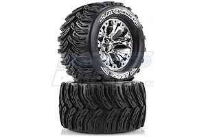 Louise 2.8" MT-Cyclone Tyres on Chrome Spoke Rims - Glued Truck Wheels w/ Foam 2Pcs image 17858