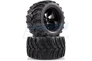 Louise 2.8" MT-Cyclone Tyres on Chrome Spoke Rims - Glued Truck Wheels w/ Foam 2Pcs image 17859