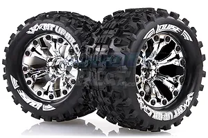 Louise 2.8" MT-Uphill Tyres on Chrome Spoke Rims - Glued Truck Wheels w/ Foam 2Pcs image 17863