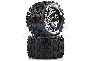 Louise 2.8" MT-Uphill Tyres on Chrome Spoke Rims - Glued Truck Wheels w/ Foam 2Pcs image 17864