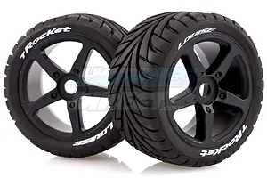 Louise 3.8" T-Rocket Tyres on Black Spoke Rims - Glued Truggy Wheels w/ Foam 2Pcs image 18047